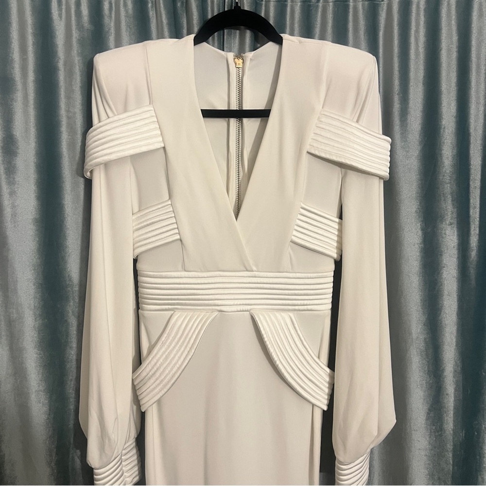 Zhivago White Long Sleeve Dress with Strap Details